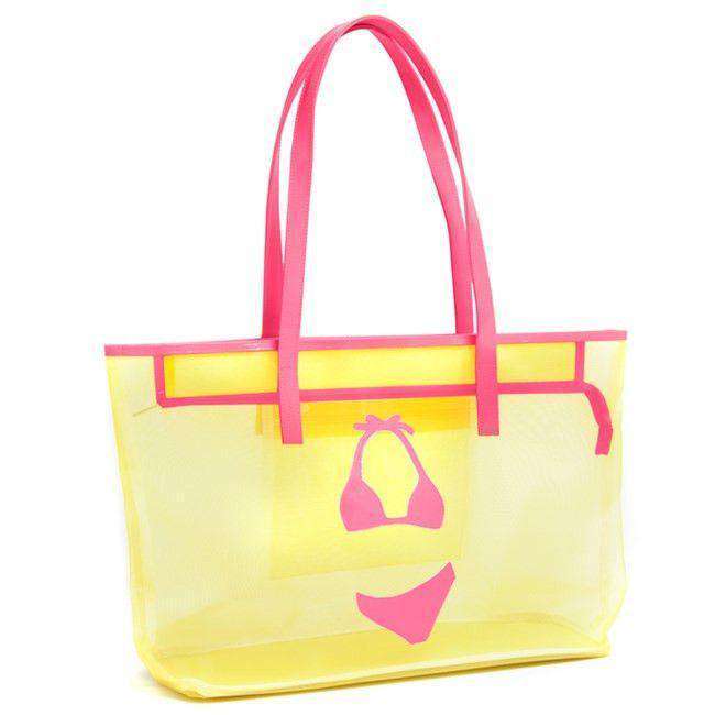 Amy Mesh Tote in Yellow with Pink Bikini by Lolo - Country Club Prep