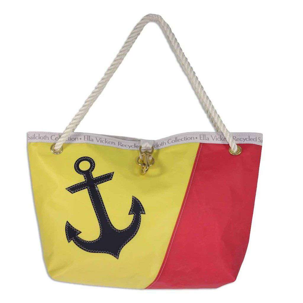 Andros Bag in Red and Yellow with Navy Anchor by Ella Vickers - Country Club Prep
