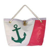 Calypso Bag in Pink and White with Green Anchor by Ella Vickers - Country Club Prep