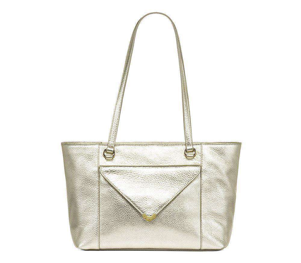 Celeste Leather Tote in Platinum by Jack Rogers - Country Club Prep