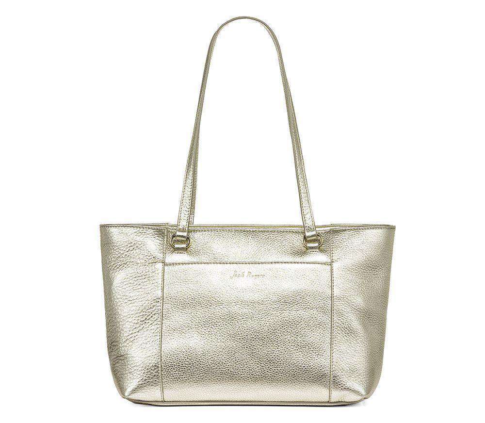 Celeste Leather Tote in Platinum by Jack Rogers - Country Club Prep