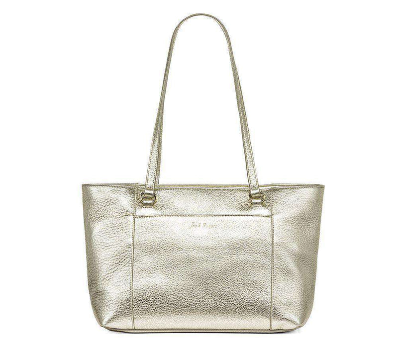 Celeste Leather Tote in Platinum by Jack Rogers - Country Club Prep