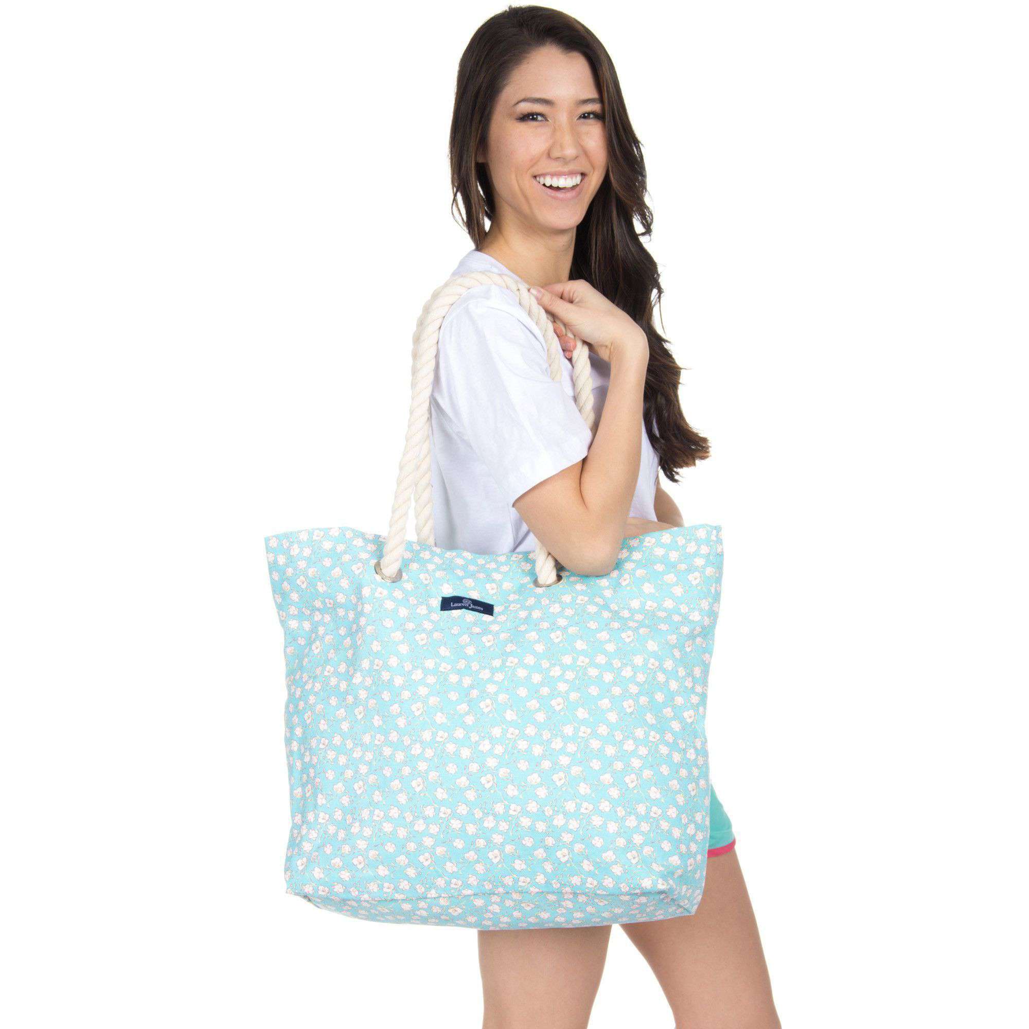 Cotton Beach Bag in Mint by Lauren James - Country Club Prep