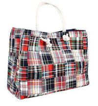 Grace Beach Bag in Madras Plaid Patchwork by Just Madras - Country Club Prep