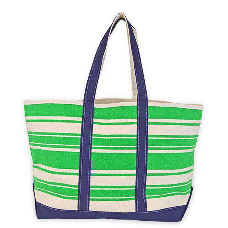 Green Stripe Canvas Tote by All For Color - Country Club Prep