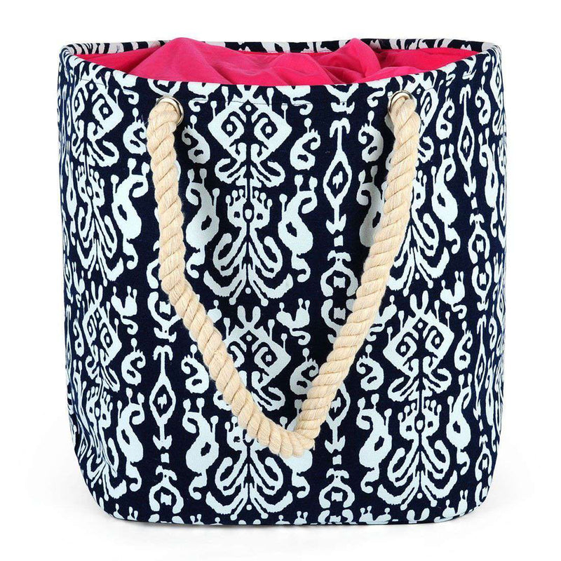 Ikat Newport Tote in Navy by Malabar Bay - Country Club Prep