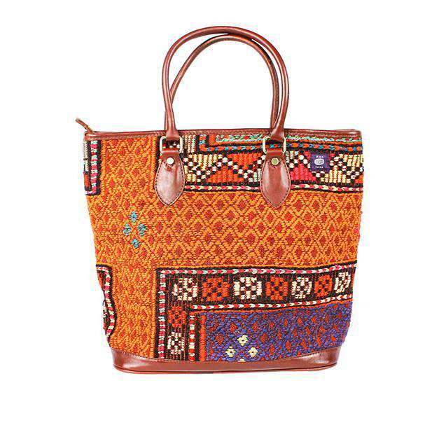 Kilim Tote Bag in Turkish Orange by Res Ipsa - Country Club Prep