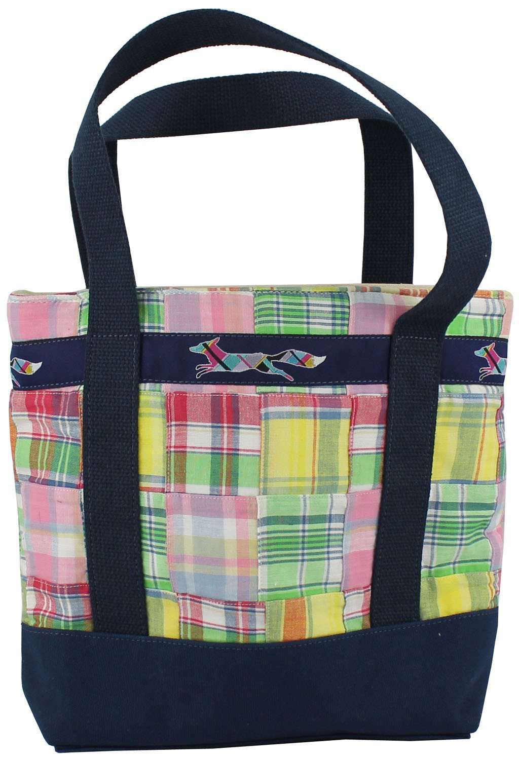 Large Longshanks Tote Bag in Pastel Madras by Country Club Prep - Country Club Prep