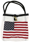 Limited Edition Medium Rope Tote Bag in White With American Flag by Ella Vickers - Country Club Prep