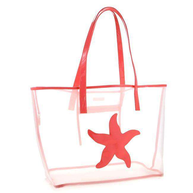 Madison Mesh Tote in White with Watermelon Starfish by Lolo - Country Club Prep