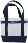 Medium Longshanks Tote Bag in Blue Seersucker by Country Club Prep - Country Club Prep