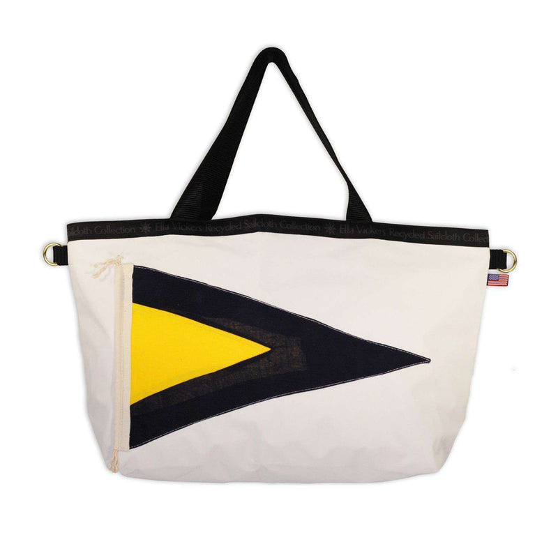 Nautical Flag Tote in White by Ella Vickers - Country Club Prep