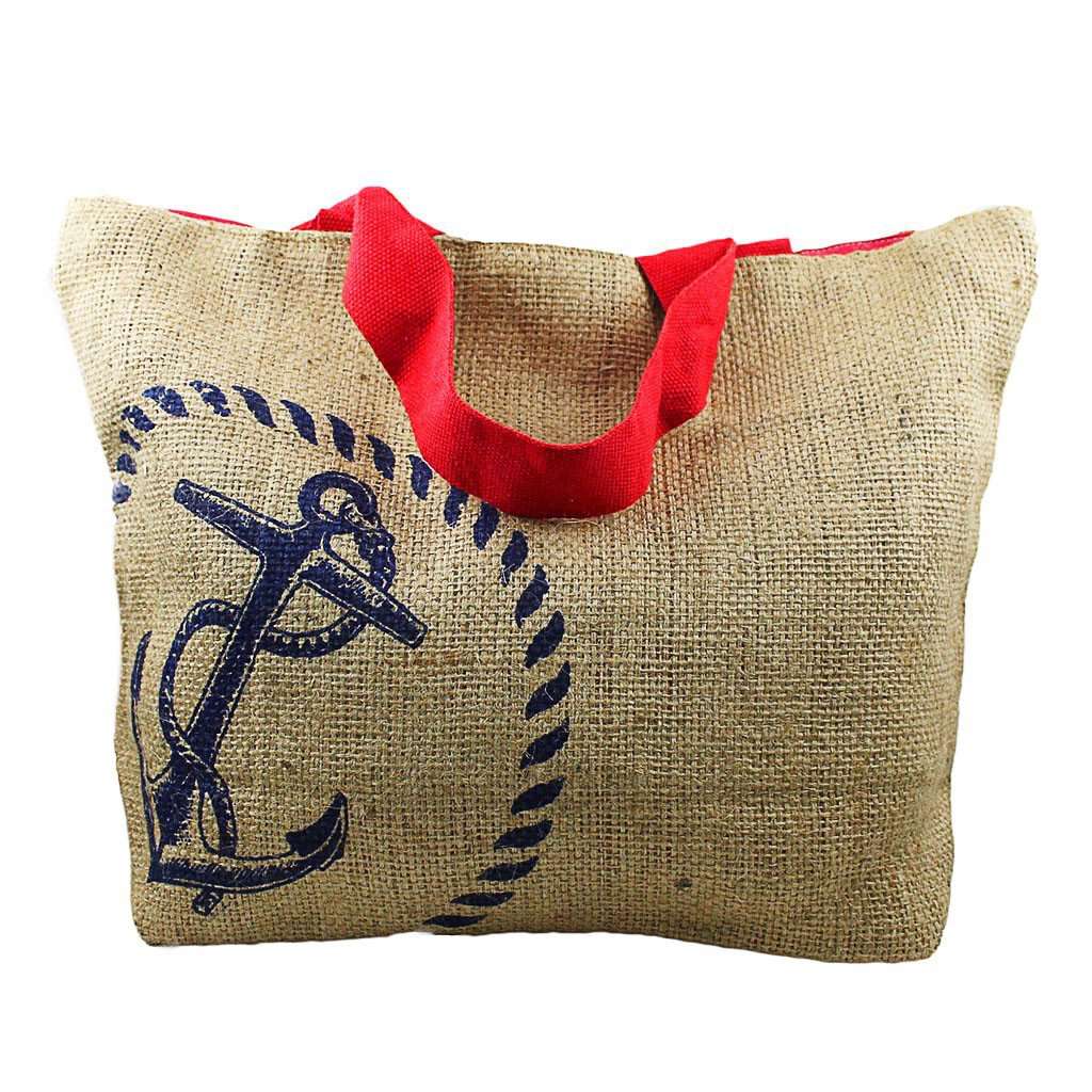 Nautical Jute Sack with Blue Anchor by The Royal Standard - Country Club Prep