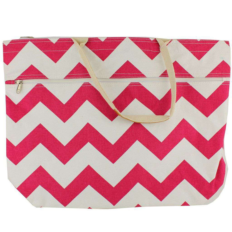 Pink Zig Zag Zipper Tote by Queen Lane - Country Club Prep