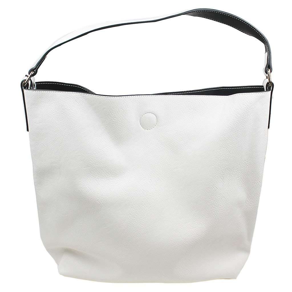 Reversible Faux Leather Tote in Ivory/Black by Street Level - Country Club Prep