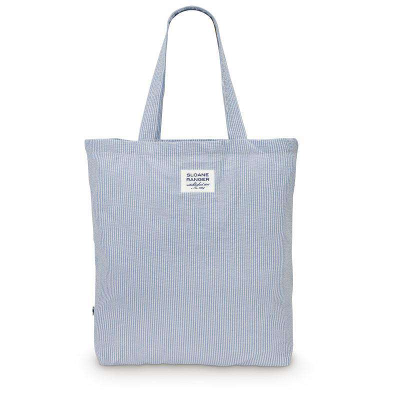 Seersucker Tote Bag in Blue by Sloane Ranger - Country Club Prep