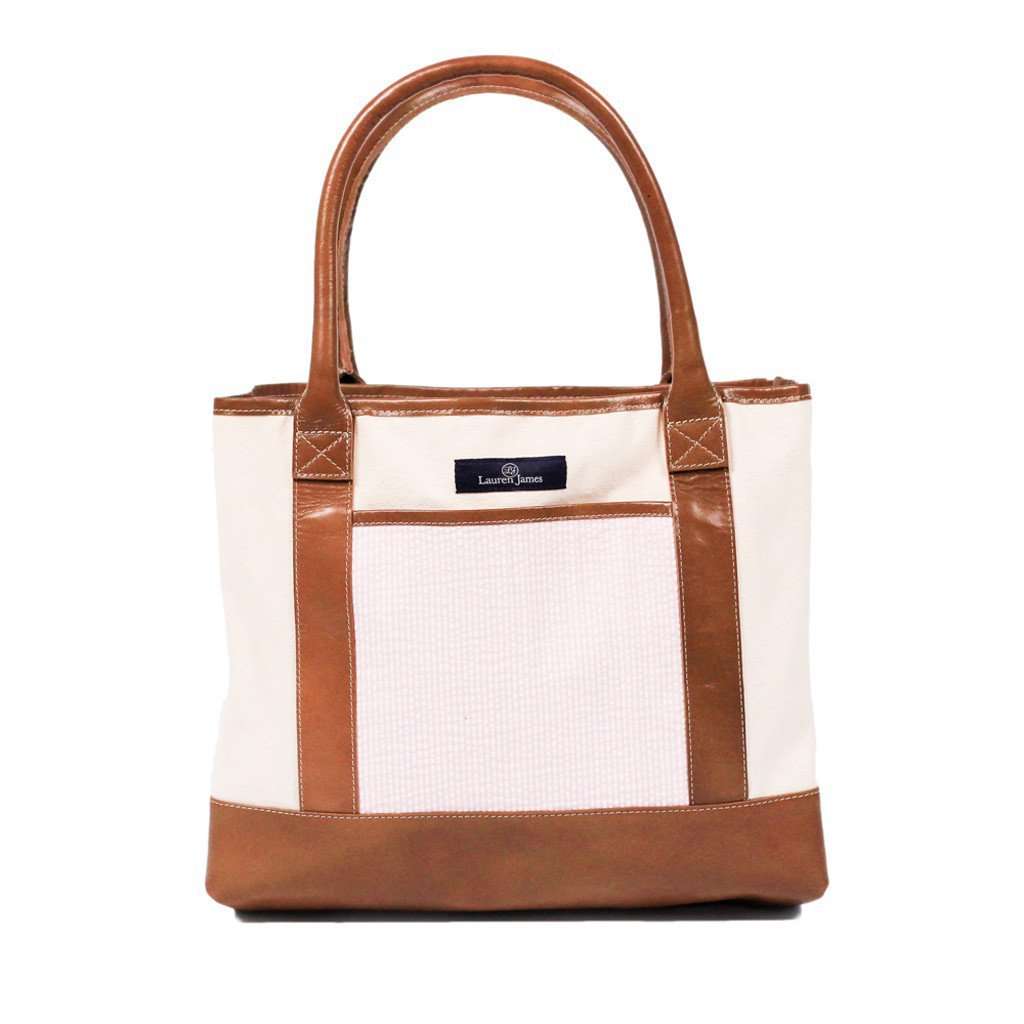 Seersucker Tote Bag in Light Pink by Lauren James - Country Club Prep