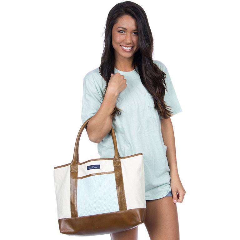 Seersucker Tote Bag in Mint by Lauren James - Country Club Prep