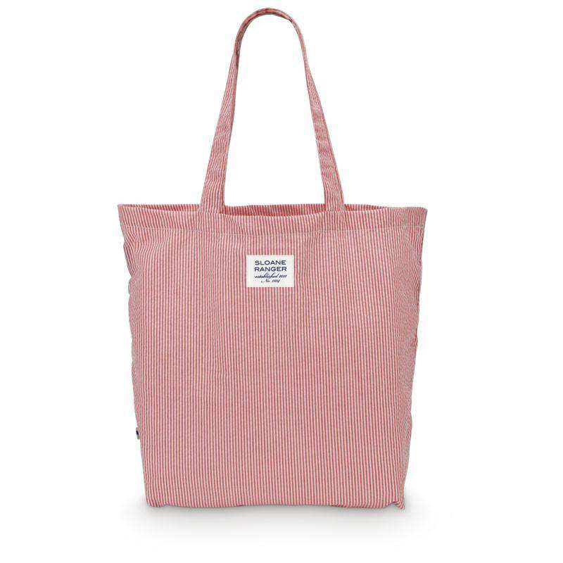 Seersucker Tote Bag in Red by Sloane Ranger - Country Club Prep