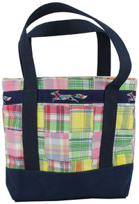 Small Longshanks Tote Bag in Pastel Madras by Country Club Prep - Country Club Prep