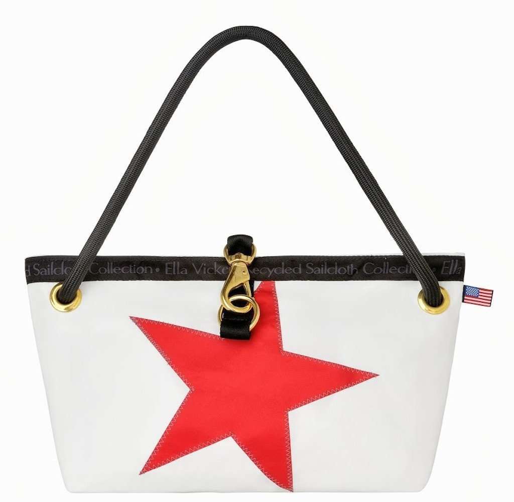 The Charleston Handbag in White with Red Star by Ella Vickers - Country Club Prep