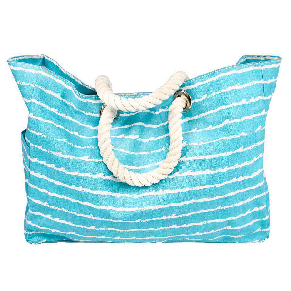 Turquoise Wave Beach Bag by Hiho - Country Club Prep