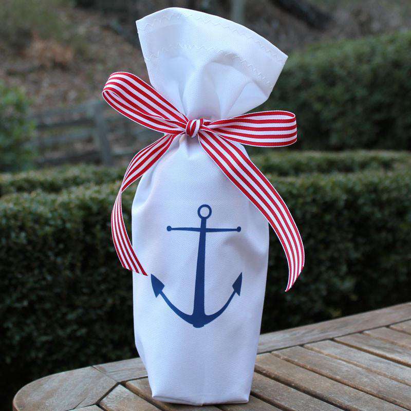Wine and Spirit Bag featuring Blue Anchor by Skipper Bags - Country Club Prep