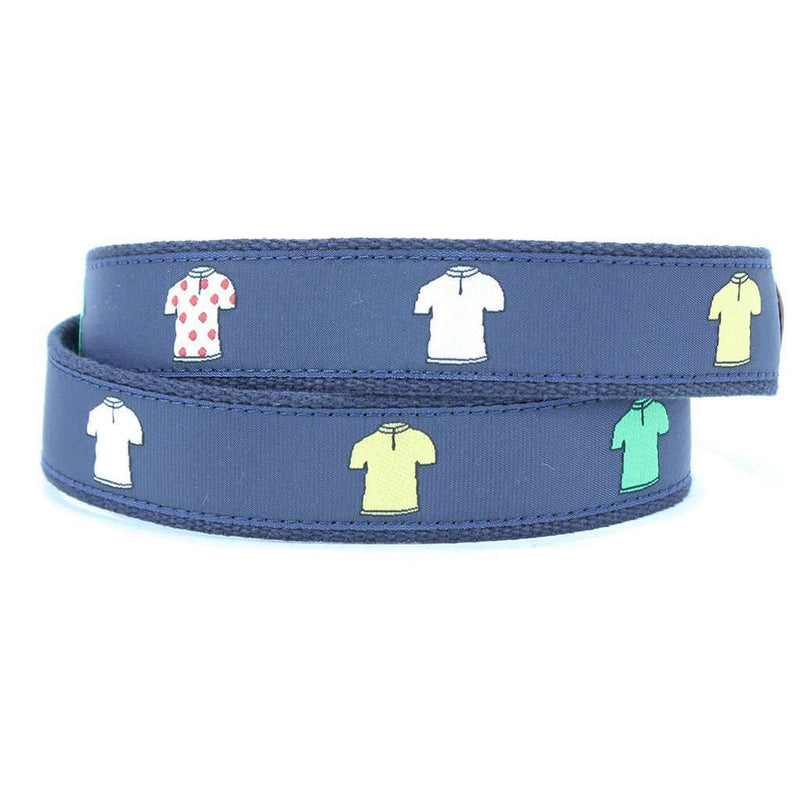 Tour de France Leather Tab Belt in Navy by Country Club Prep - Country Club Prep