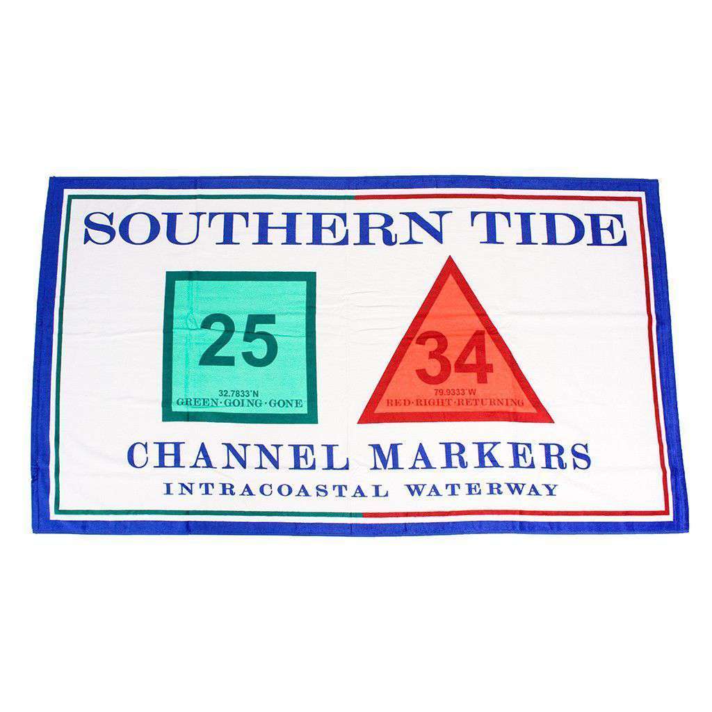 Channel Marker Beach Towel in White by Southern Tide - Country Club Prep