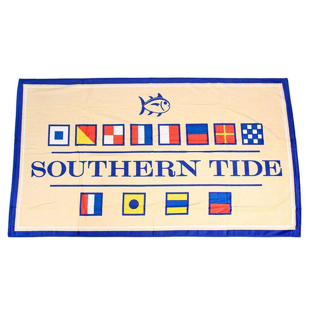 Nautical Flag Beach Towel in Pineapple by Southern Tide - Country Club Prep