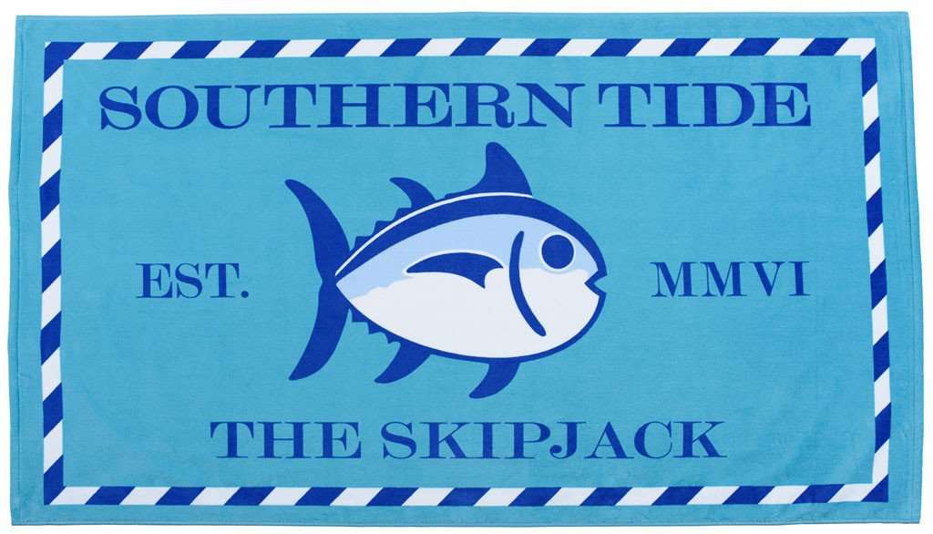 Skipjack Beach Towel in Waterfall by Southern Tide - Country Club Prep