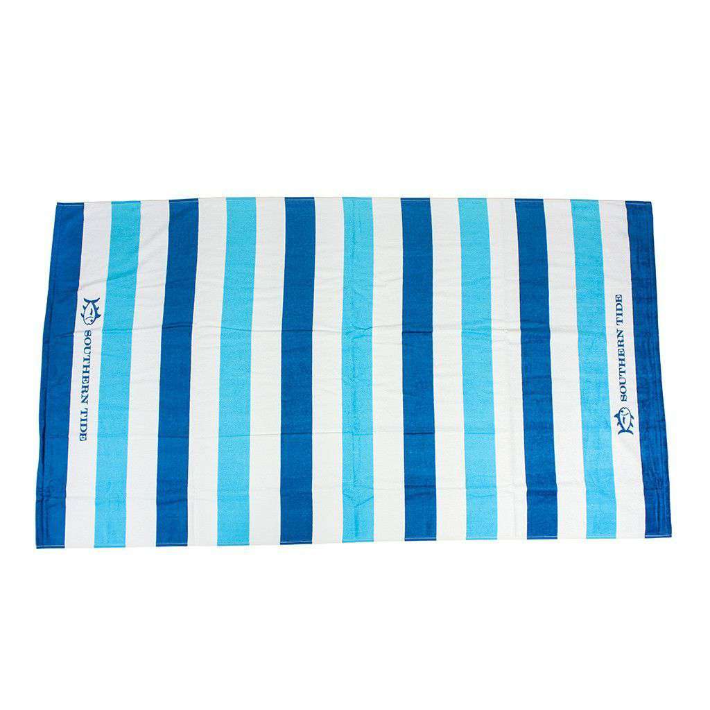 Striped Beach Towel in Turquoise by Southern Tide - Country Club Prep