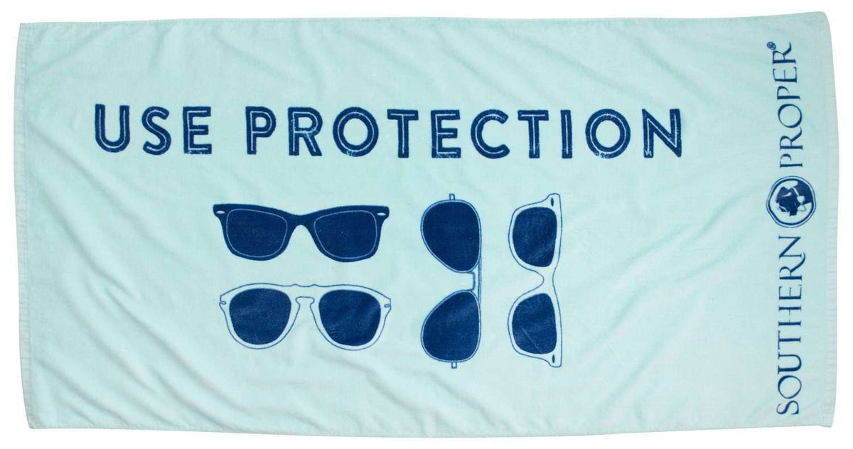 Use Protection Beach Towel in Aqua by Southern Proper - Country Club Prep