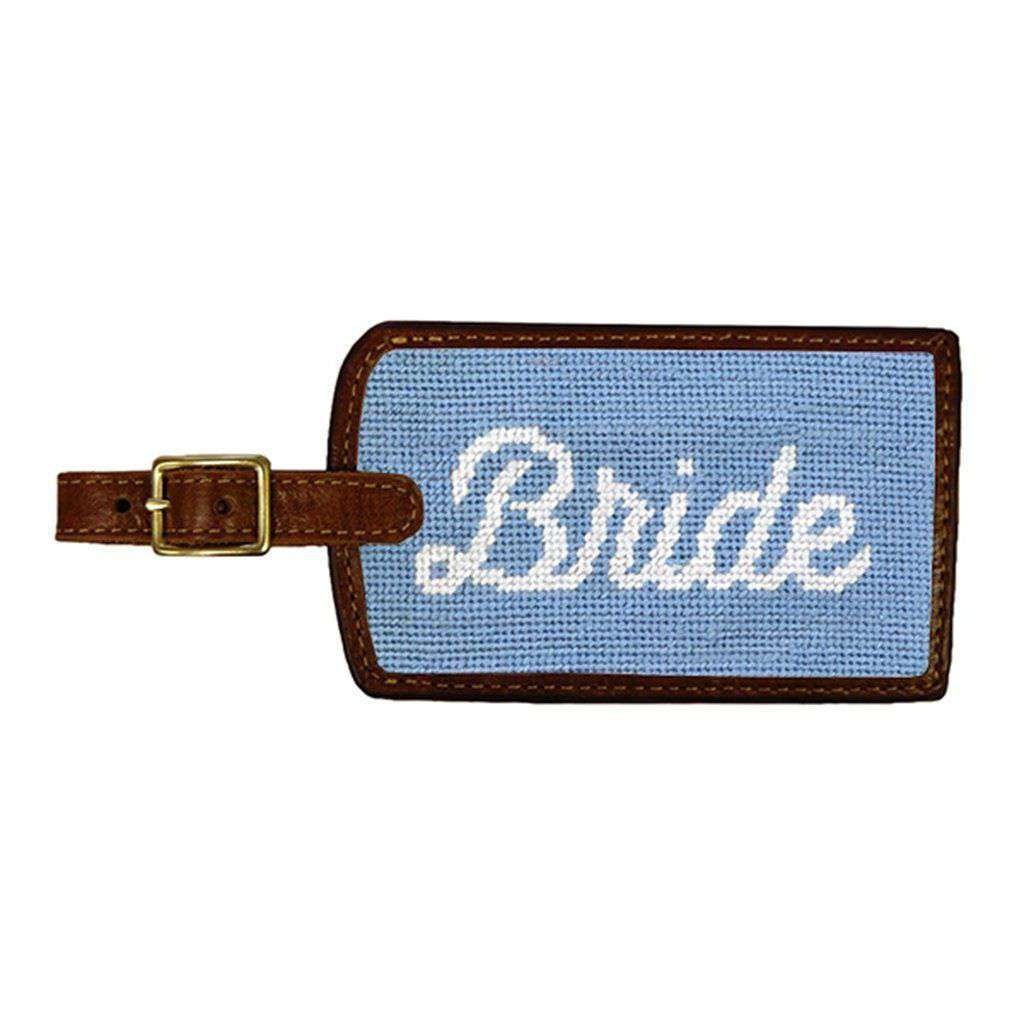 Bride Needlepoint Luggage Tag in Antique Blue by Smathers & Branson - Country Club Prep