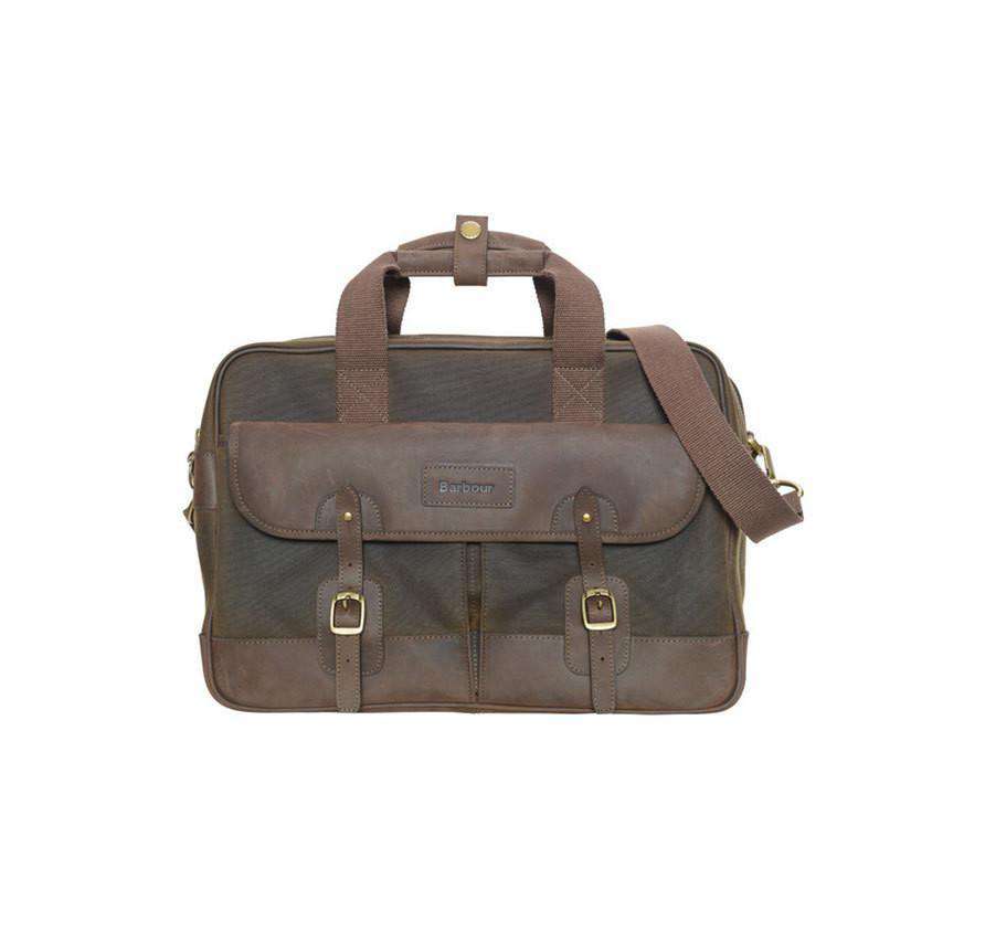 Mizzen Briefcase in Olive Green by Barbour - Country Club Prep
