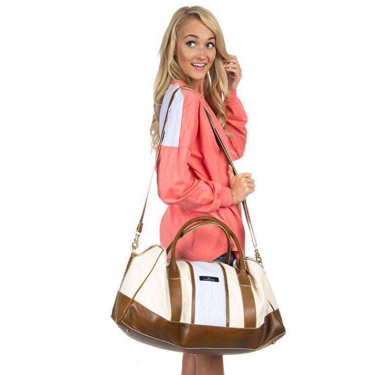 Seersucker Duffel Bag in Light Blue by Lauren James - Country Club Prep