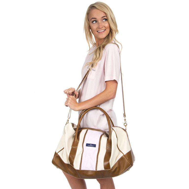 Seersucker Duffel Bag in Light Pink by Lauren James - Country Club Prep