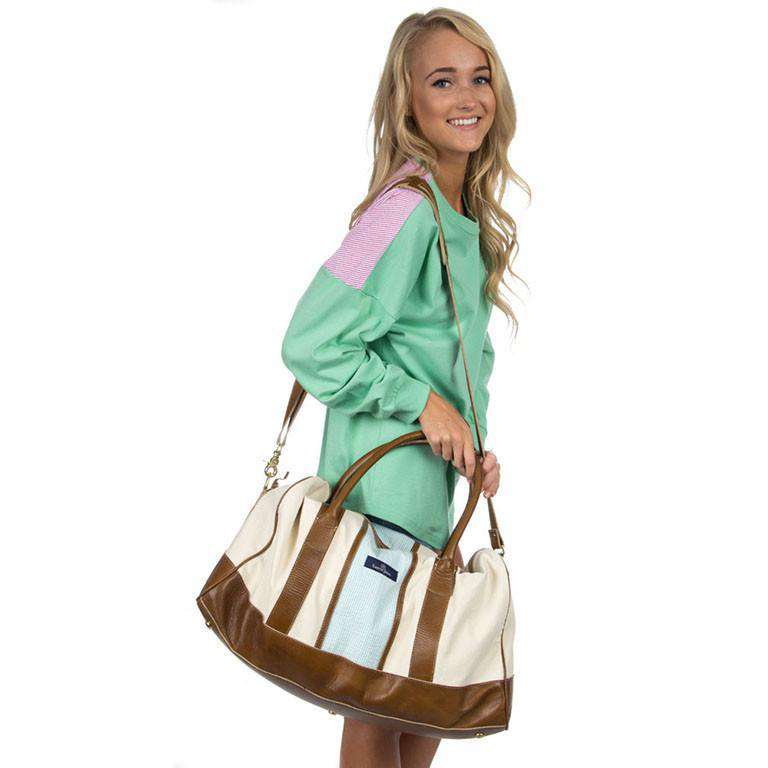 Seersucker Duffel Bag in Mint by Lauren James - Country Club Prep