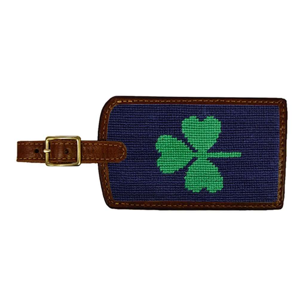 Shamrock Needlepoint Luggage Tag in Dark Navy by Smathers & Branson - Country Club Prep