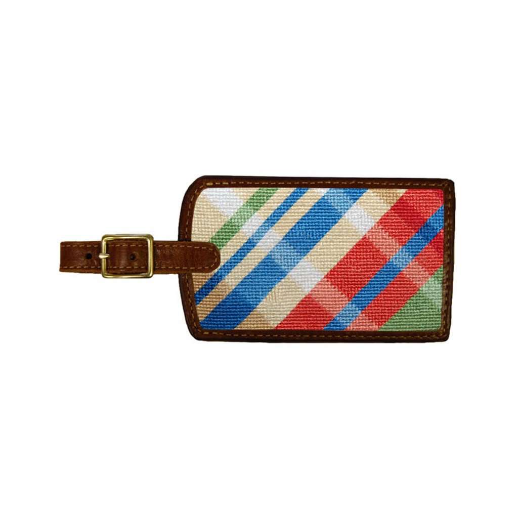 Summer Madras Needlepoint Luggage Tag by Smathers & Branson - Country Club Prep