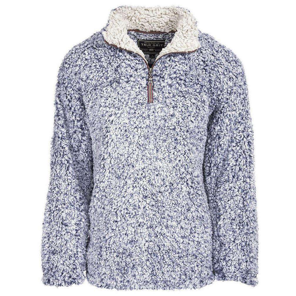 The Original Frosty Tipped Pile 1/2 Zip Pullover in Vintage Blue by True Grit - Country Club Prep