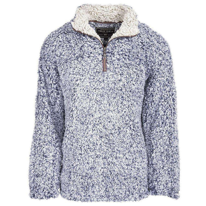 The Original Frosty Tipped Pile 1/2 Zip Pullover in Vintage Blue by True Grit - Country Club Prep