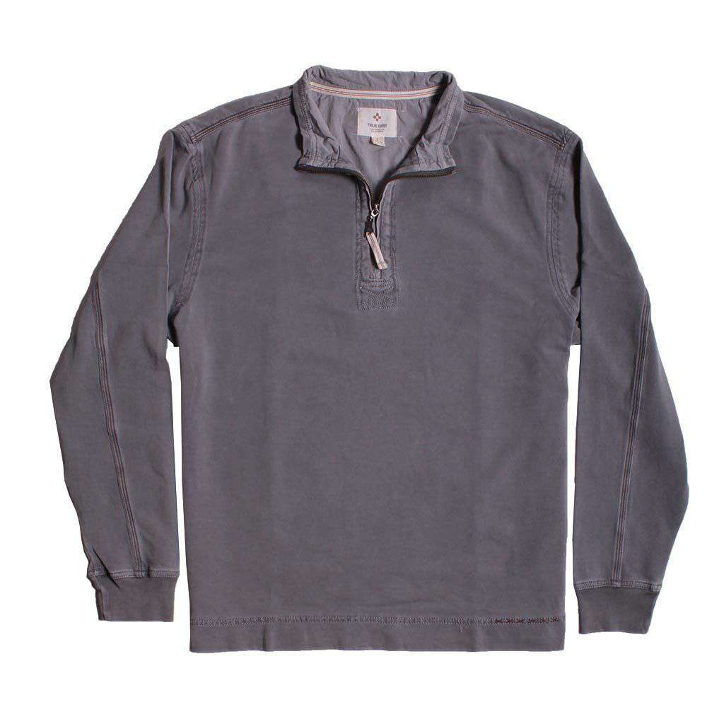 Cashmere Heather Fleece Zip Pullover in Vintage Grey by True Grit - Country Club Prep