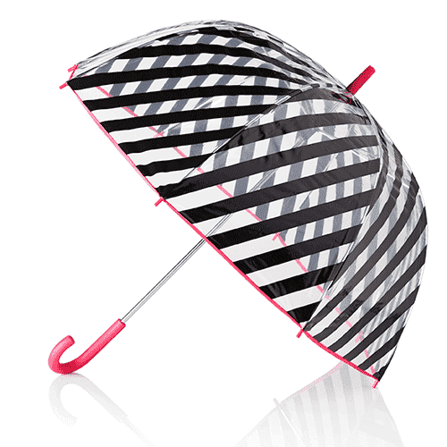 Clear Umbrella in Black Stripes by Kate Spade New York - Country Club Prep