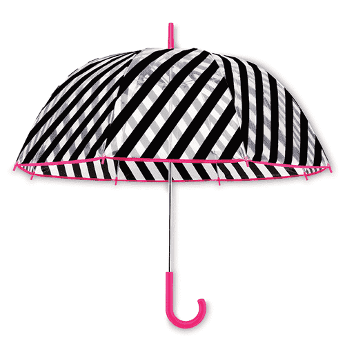 Clear Umbrella in Black Stripes by Kate Spade New York - Country Club Prep