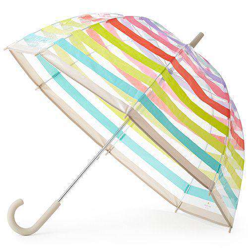 Clear Umbrella in Multi Stripes by Kate Spade New York - Country Club Prep