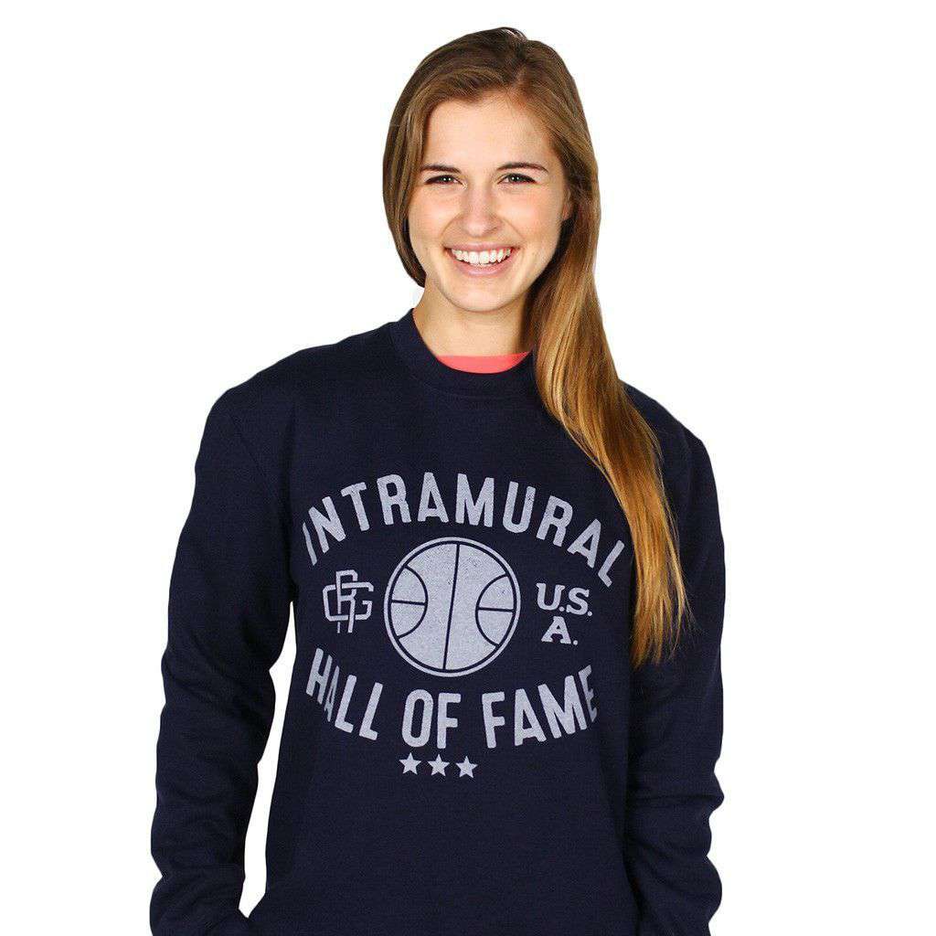 Intramural Hall of Fame Crewneck Sweatshirt in Navy by Rowdy Gentleman - Country Club Prep