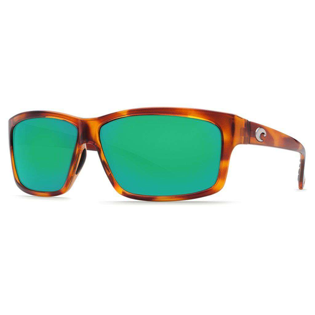 Cut Sunglasses in Honey Tortoise with Green Mirror Polarized Glass Lenses by Costa del Mar - Country Club Prep