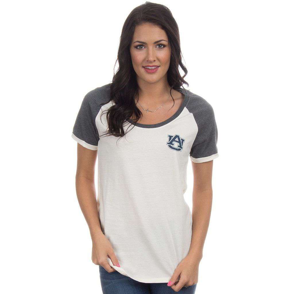 Auburn Vintage Tailgate Tee in White and Heathered Grey by Lauren James - Country Club Prep