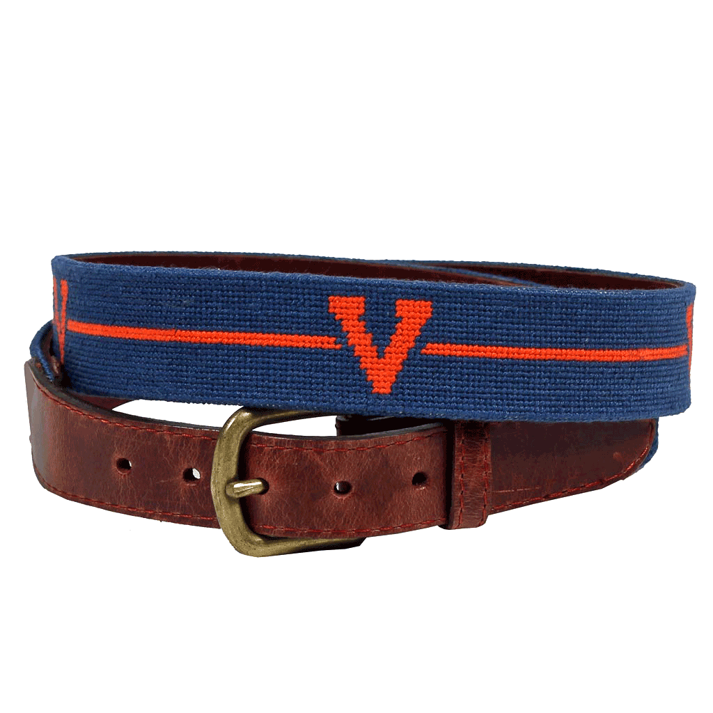 University of Virginia Old Logo Needlepoint Belt by Smathers & Branson - Country Club Prep